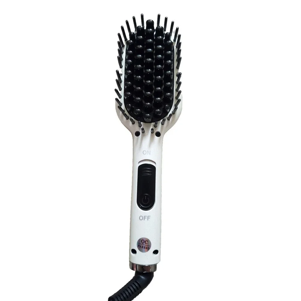 Eva NYC Mini Straightening Brush Healthy Heat Thermal White Travel Tested Cord